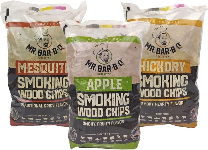 Wood Smoker Chips Bundle of 3 Flavors - Apple, Mesquite & Hickory Wood Chips